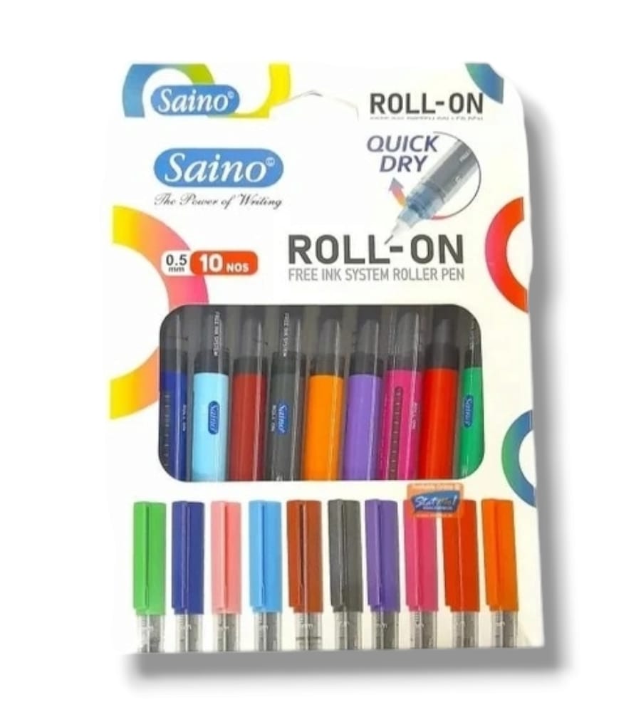 Saino Roll-on Free Ink System Roller Pen (Pack of 10, Multicolor) | Buy ...