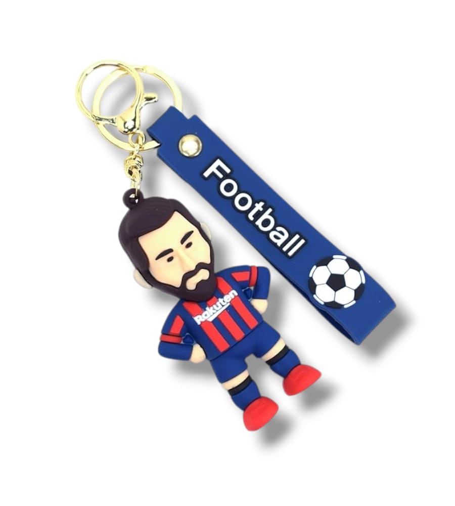 Messi Rakuten Blue Jersey 3D Rubber Keychain with Strap - Big Size Premium Quality Football Keychain view 2