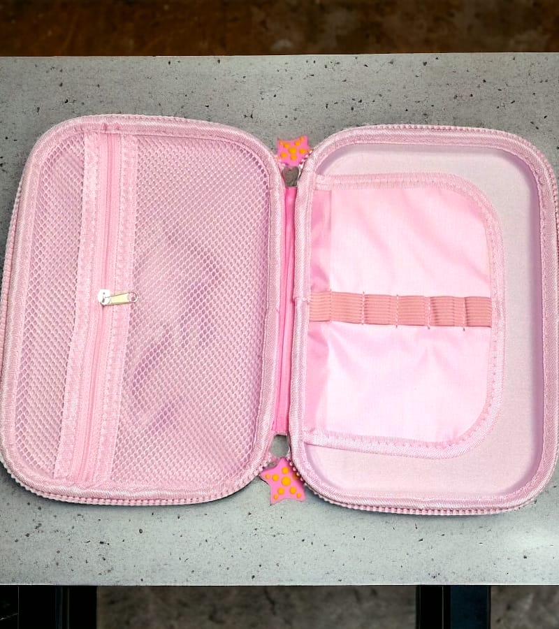 Mermaid Large Size Pencil Case | Zipper Closure Pouch | 3D Embossed EVA Pencil Box (Set of 1, Pink) view 2