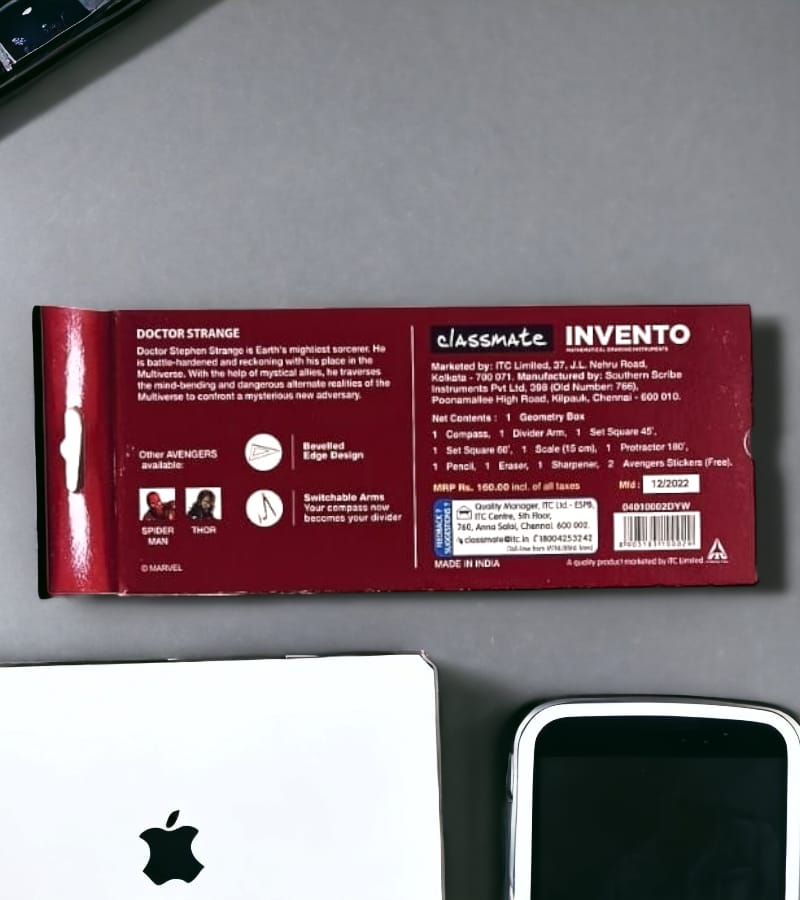 Classmate Invento Geometry Box| Rust Resistant Instruments | Available in your Favourite Avengers Characters view 5