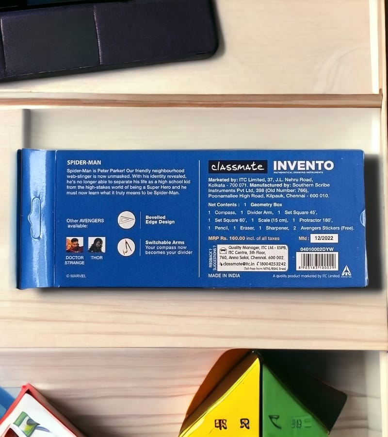 Classmate Invento Geometry Box| Rust Resistant Instruments | Available in your Favourite Avengers Characters view 6